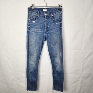 Mother Jeans The Stunner Ankle Fray Distressed Graffiti Girl‎ Button Fly Size 24